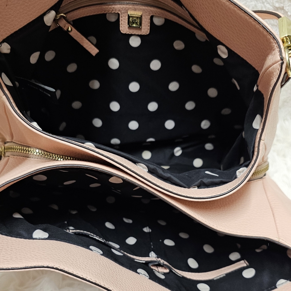 ANNE KLEIN Bags Pink EUC Satchel Handbag Polka Dot Womens Large Bag - Picture 10 of 15